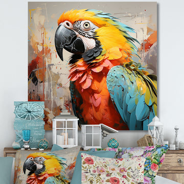 Yellow Parrot Tropical Tempest - Parrot Canvas Wall Art